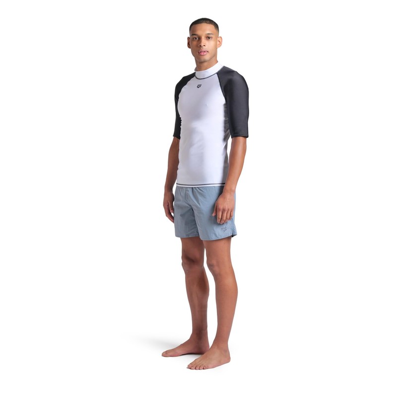 Arena Men's Rash Vest S/S Graphic Top, White-Black, M