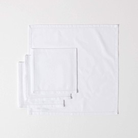 Homescapes - Four - White - Napkins - 100% Cotton - 18 x 18 Inch (45 x 45 cm) Easy care table Hand Woven Napkins - Washable at 60 Deg C
