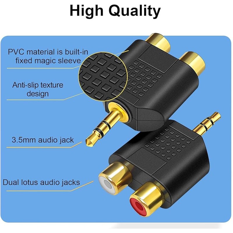AYMBH Gold-Plated 3.5mm Male Stereo Jack to 2 RCA Female
