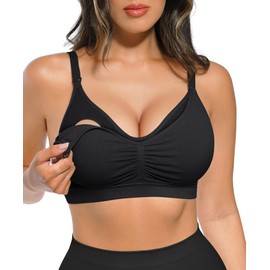 Lover-Beauty Nursing Bras for Breastfeeding Comfortable Hands Free Pumping Bras Pregnancy Maternity Sport Bra, Black, L