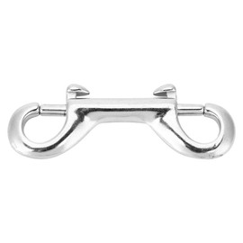 Double Carabiner, Double-Sided Carabiner Hook, Silver Durable Stainless Steel, Double-Sided Carabiner Hook, Bolt Snap Scuba Diving Buckle, Diving Clip Hook, 5 Sizes (90 mm)