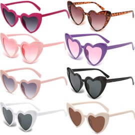8 Pairs Heart Sunglasses Love Glasses, Colorful Heart Party Glasses, Candy Color Fashion Sunglasses for Women Party Favors