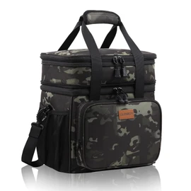 Expandable Large Lunch Bag, Insulated Heavy Duty Lunch Box Leakproof Durable Cooler Bag for Men Women Adults Work Construction Outing Camping Trip, 16L, Black-Camo, GLENKEY