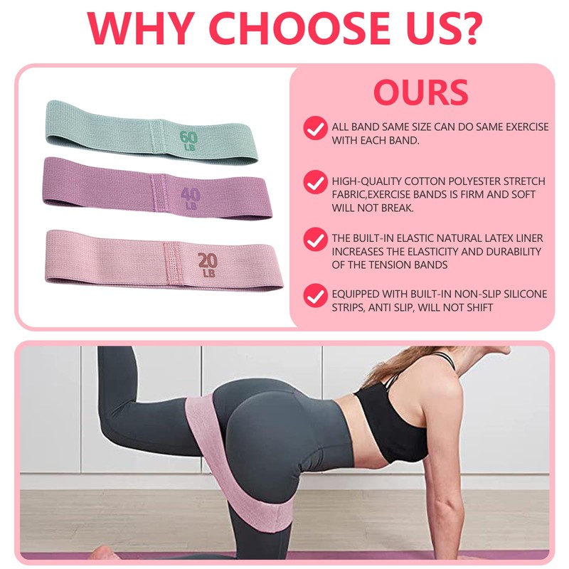 3-Pack Resistance Bands Set with Non-Slip Design for Home Workouts