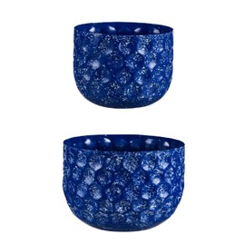 Evergreen Garden Set of 2 Water Blues Embossed Honeycomb Planters, Dark Blue Garden Décor and Accessories for Home and Yard