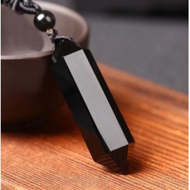 Unbranded Black Obsidian Pendant Necklace Natural Stone Crystal Gemstone Charm Gift Man