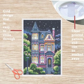 FREEBLOSS 11CT Cross Stitch Kits for Adults House Pattern Printed Cross Stitch Kits for Beginners Wall Hanging Kit Embroidery Needlepoint Kit Home Decor 35x50cm