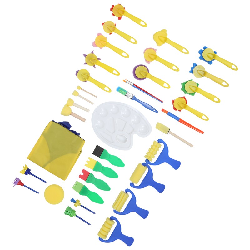 36Pcs Graffiti Tool Roller Sponge Brush Kit Stamps Antifouling Clothes