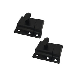 QCAA Oval Turn Cabinet Latch, for Cupboard & Other Furniture, Large, Matte Black, Made in Taiwan, 2 Pack