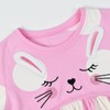 HILEELANG Little Girls' Easter Bunny Face Applique Pink Polka Dot