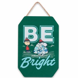 Peanuts Charlie Brown and Snoopy Be Bright Hanging Wood Wall Decor - Fun Charlie Brown Christmas Decoration for Home