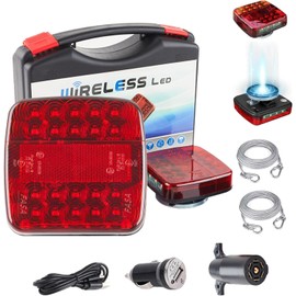 OOGKA Wireless Trailer Lights Magnetic, Portable Wireless Trailer Lights Kit, with Battery level display Display LED Tow Lights IP65 Waterproof Brake/Turn Signals for Trucks, SUVs, Boats