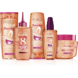 L'Oréal Paris Elvive Dream Long Complete Routine, Kit with Shampoo + Conditioner + Wonder Water + Mask + Heat Protectant Serum, Ideal for Long, Straight and Damaged Hair
