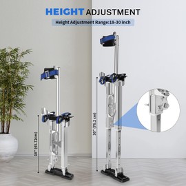 Drywall Stilts, 18''-30'' Drywall Stilts for Adults Adjustable Heights Aluminum Work Stilt for Sheetrock Painting, Pruning Branches or Cleaning