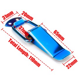 Modengzhe 2 Pcs 3.7-Inch Automotive Toggle Loop Latch Catch Trunk Buckles Hasp Clamp for Car Body Car Hood Modification (Metallic Blue)