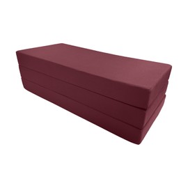 Danfuton Queen Burgundy Trifold Foam Bed, Shikibuton, Portable Ottoman Bed 4 x 60 x 80