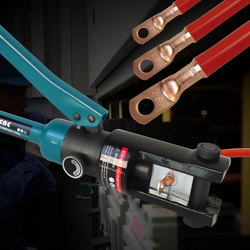 AMZCNC Industrial Hydraulic Cable Lug Crimper 16 Ton 9 AWG
