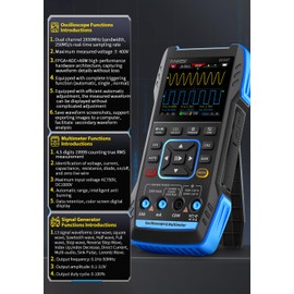 WESTOBiG FNRSI Newest Upgraded 2C53T with 2 P6100 Probe 3In1 Oscilloscope/Multimeter/DDS Signal Generator 50MHz Bandwidth 250MS Sampling Rate 20000 Count RMS for Voltage, Current, Capacitor, Resistor, Diode