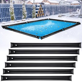 Water Bags for Pool Cover Winter Closing, 0.6mm Thicker Water Tubes Weights for Inground Swimming Pool, 6pack PVC Black Pool Bags with Screw Caps (8ft)