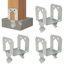 vikofan 6x6 Post Base Anchor for Concrete - Heavy Duty 4-Pack Fits 5.5" Wood Posts, 2mm Electro-Galvanized Steel Bracket, Deck/Fence/Pergola/Patio Cover Supports