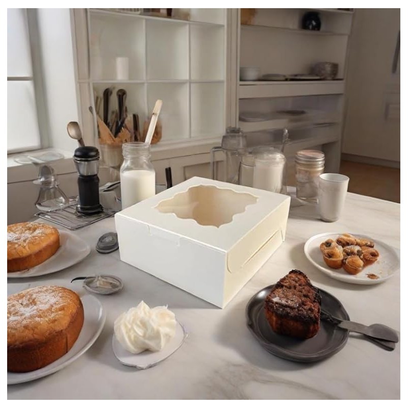 Generic 30Pcs (6x6x3 in) Mini Cake Boxes+2 stickers with Display