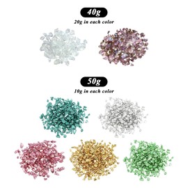 COACOM 7 Packungen Glasscherben, Unregelmäßige Glitzer-Schotter, Mehrzweck, Exquisite Modische Nagelkunstschmuck, DIY-Schmuck-Vase-Füllstoff.