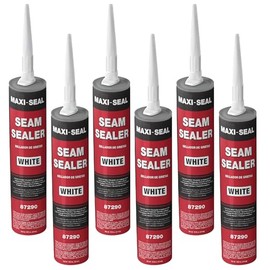 Maxi -Seal Polyurethane Seam Sealer Automotive - White, 10.5oz Tube - Durable & Flexible Auto Body Filler - Seam & Joint Compound for Bare or Painted Surfaces - Brushable to Duplicate O.E.M (6 Pack)