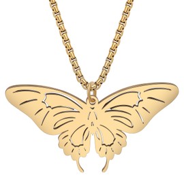 BAMAY Stainless Steel Butterfly Necklace Pendant Jewelry Dainty 18K Gold Necklace Gifts for Women Girls Butterfly Gifts Charms (Plated Gold 033)