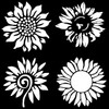 Sunflower Decal 4 Pack: Assorted Sunflowers (White, Small ~3.5")