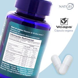 Magnesio Complex 5 Magnesios + Omega 3 Cápsulas Veganas Vcaps | Glicinato, Citrato, Carbonato, Hidróxido, Óxido