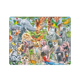 Larsen CZ3 Frame Puzzle for Children, Happy African Animals, Puzzle from 4 Years, Beautiful Children's Puzzle with 43 Pieces, Game, Fun and Learning