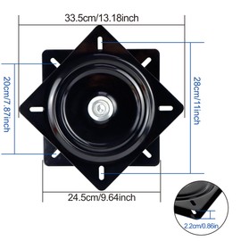 10 Inch Lazy Susans Turntable Bearings Swivel Zinc Plate, Black Square Lazy Susan Hardware, Heavy Duty Lazy Susan Replacement Parts for Table, Chair, Round Bar Stools