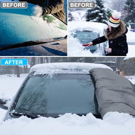 Tevlaphee Windshield Cover for Ice and Snow, Heavy Duty 600D Oxford Fabric, Waterproof, Embedded Magnets, Side Mirror Protector, Fit Most Cars, SUVs, Vans, Truck