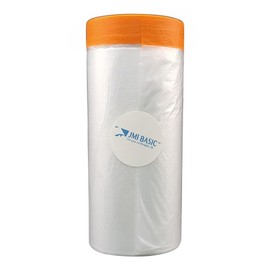 JMI BASIC Plastic Sheeting Automotive Masking Tape – Multi Pack – No Residue Orange Painters Tape with Masking Plastic – Heat Resistant Car Paint Tape Masking Paper - 65 Feet (1, 35 Inch)