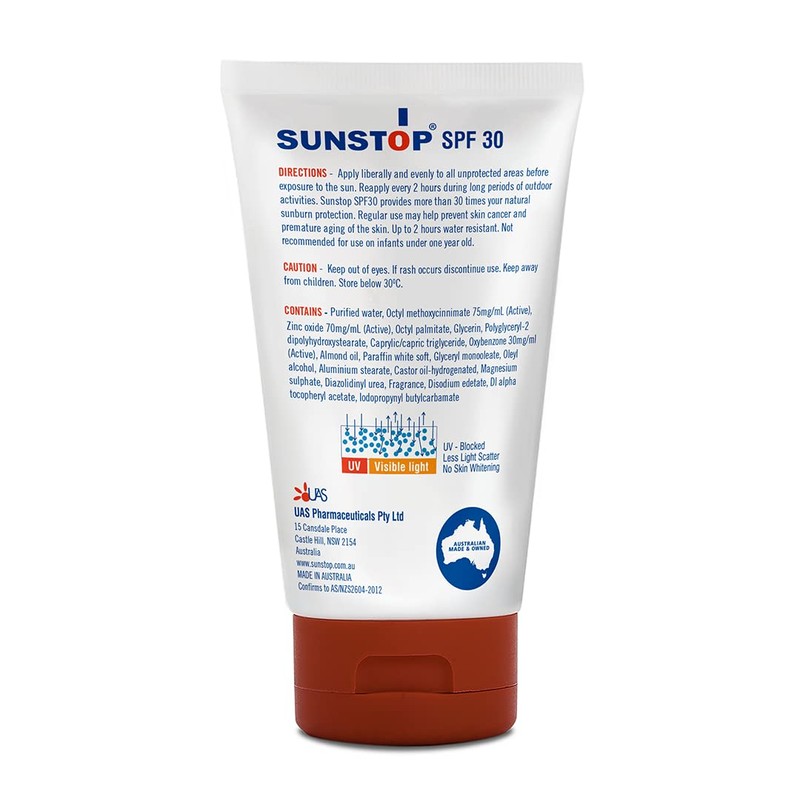 Sunstop SPF30 Sunscreen Cream, Broad-Spectrum Sunscreen, Water-Resistant Moisturizing Sunblock Lotion,