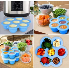 Silicone Egg-Bites-Molds for Instant-Pot-Accessories with Silicone-Stretch-Lids - Ice-Cube-Trays Reusable Food-Storage-Containers, for 5,6,8qt Pressure-Cooker-Accessories