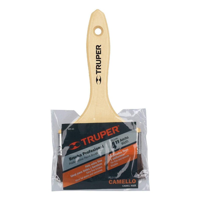 Brocha 4' con mango de madera, pelo de camello Truper