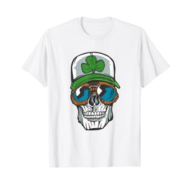 Biker Rocker Rockabilly Skull w Cap - St. Patrick's Day T-Shirt