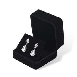 Papten Velvet Earring Gift Box, Jewelry Stud Case Holder for Birthday, Wedding, Valentine's Day, Mother's Day (Black)