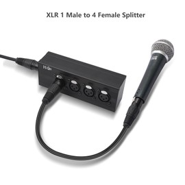 HiCHN 3Pin XLR 1 Male to 4 Female Splitter Converter, 4Way XLR Single Input to Four Output Parallel Connection Adapter, One Input to 4 Output Audio DMX Adapter