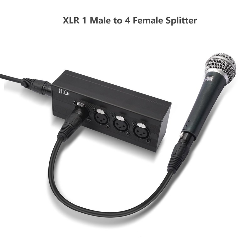 HiCHN 3Pin XLR 1 Male to 4 Female Splitter Converter,