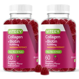 Viteey Collagen Gummies with Biotin Gummies for Hair Skin and Nails Vitamins - Biotin and Collagen Supplements for Women & Men - Vegan, Gluten-Free – 120 Count