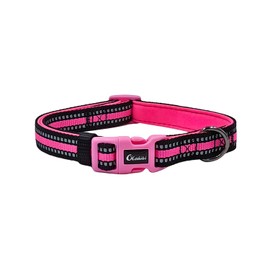 Olahibi Dog Collar and Leash Combo Set, Neoprene Padded, Polyester with Reflective Stripes, 150CM Matching Leash, for Medium Dogs.(M, Pink)