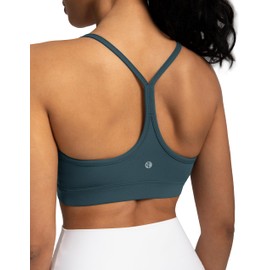 Colorfulkoala Women's Dreamlux Y Back Sports Bra Low Impact Padded Workout Top with Built in Bra A-C Cups (L, Dark Jasper)