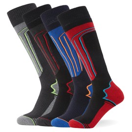 FM London confezione da 4, calze termiche da sci per uomo e donna, vestibilità ergonomica per il massimo comfort durante l'attività, Multicolore (assortito), 39-46