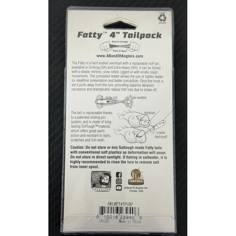 Spooltek 3-Pack Spooltek FATTY 4" Tailpack Lure Replacement Tails, Greenback