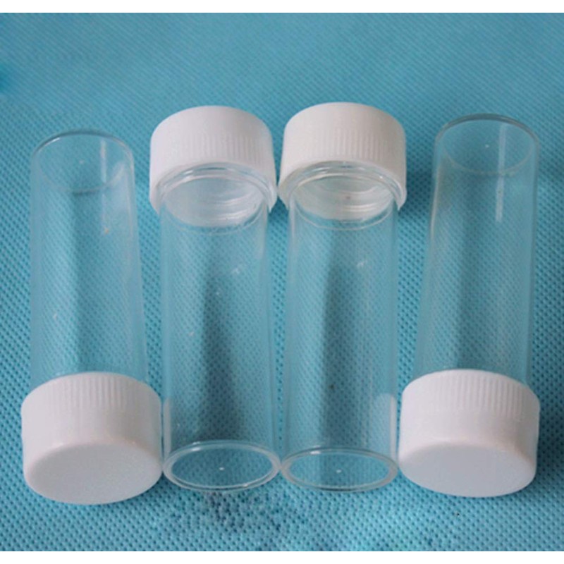 12Pcs 25ML Clear Flat Plastic Test Tubes with Screw Caps
