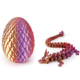 3D Printed Dragon Eggs Inside Full Articulated Crystal Dragon Egg, Home Decor Flexible Joints Fidget Executive Desk for Adults Stress Relief Autism ADHD (Style-3)
