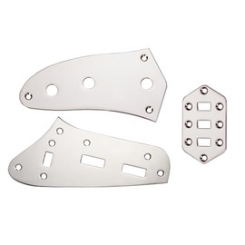 KAISH Upper Control Plate Volume/Tone Lower Control Plate Pickup Selector Switch Plate for Jaguar Guitars Chrome