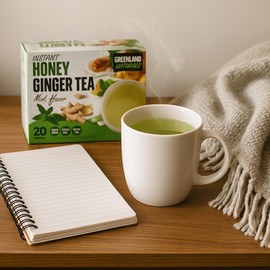 Ginger Tea Mint Honey Flavor 20 Instant Sachets - Natural Smooth Cool Mint Taste - Caffeine Free Gluten Free